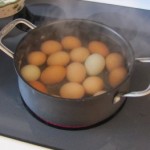 Boil eggs for Deviled Eggs.