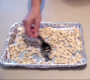 Spread out the Pumpkin Seeds on a tray