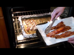 Take the bacon out of the oven
