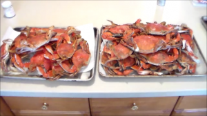 Trays of Cooked Blue Crabs